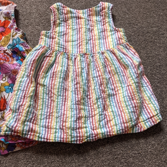 2 Next summer cotton dresses baby girl 6-9 months floral stripes - Picture 9 of 10